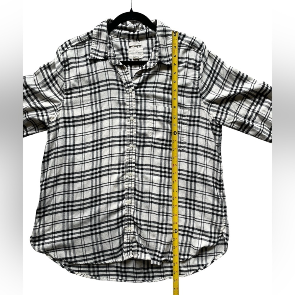 American Eagle Ahh-amazingly soft black and white plaid flannel button shirt XL - Picture 4 of 7
